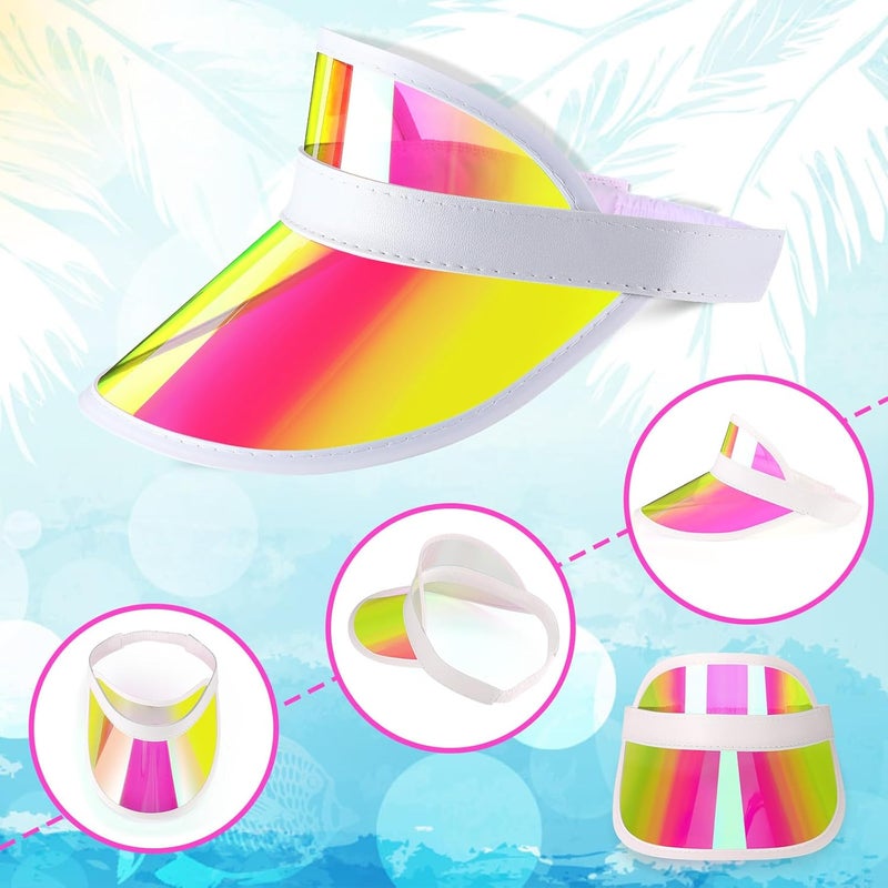 Tarpop 8 Pack Poker Visors Bulk Plastic Bingo Hat Dealer Casino Visors Clear Beach Sunhat for Women Party Outdoor - Image 3